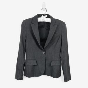 Theory Slim-Fit Blazer Size 4 Charcoal Gray Business Casual Preppy Office Career
